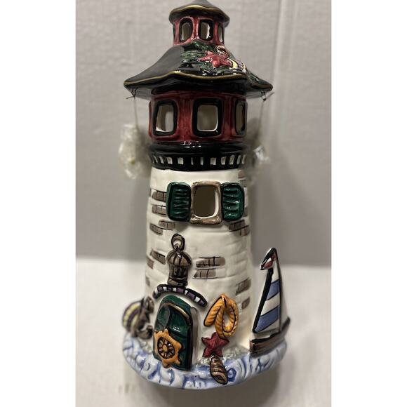 New‎ Elements Lighthouse Grand House Tealight Candle Holder Sea Ocean Sailboat - Picture 4 of 13